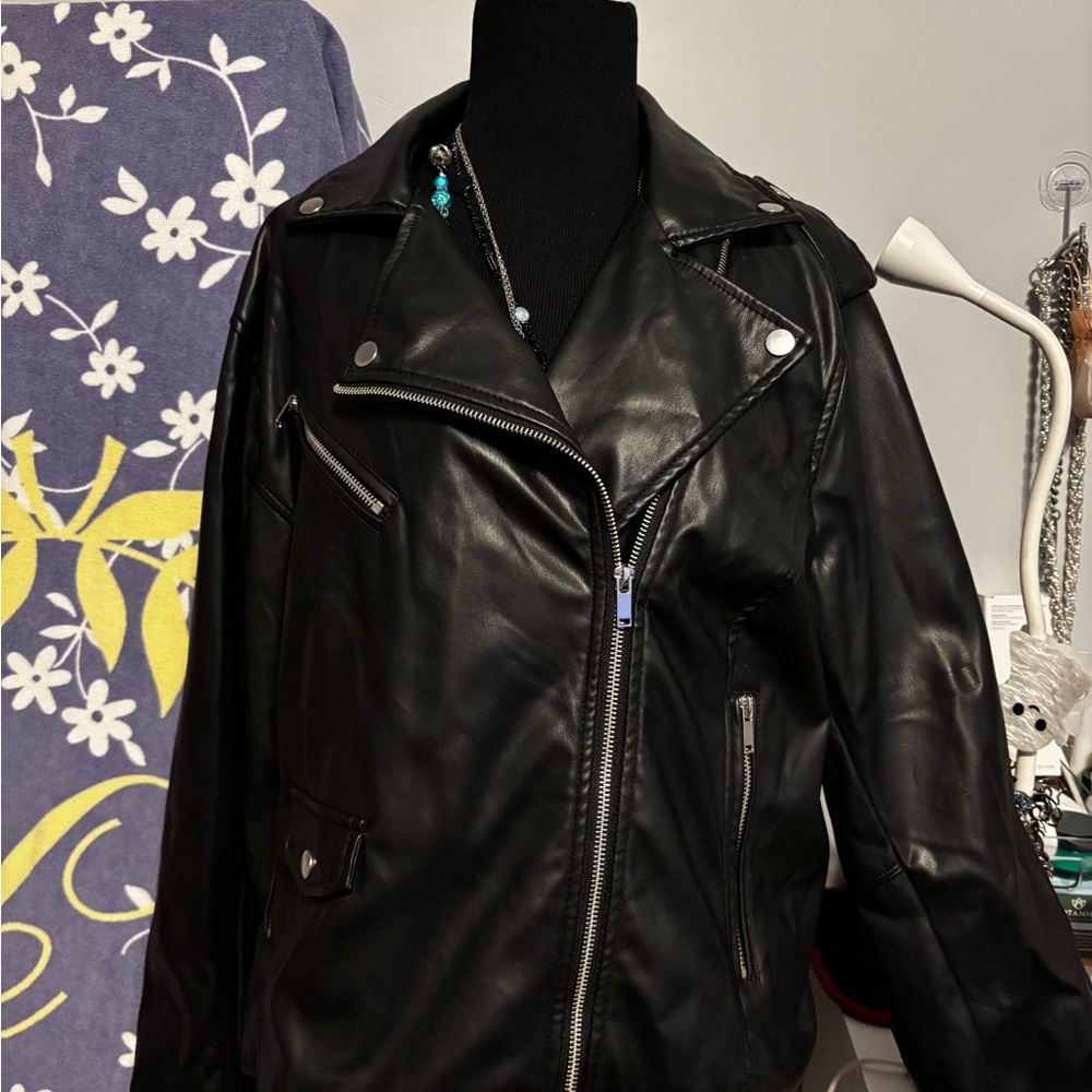 Black Leather Nine West Jacket